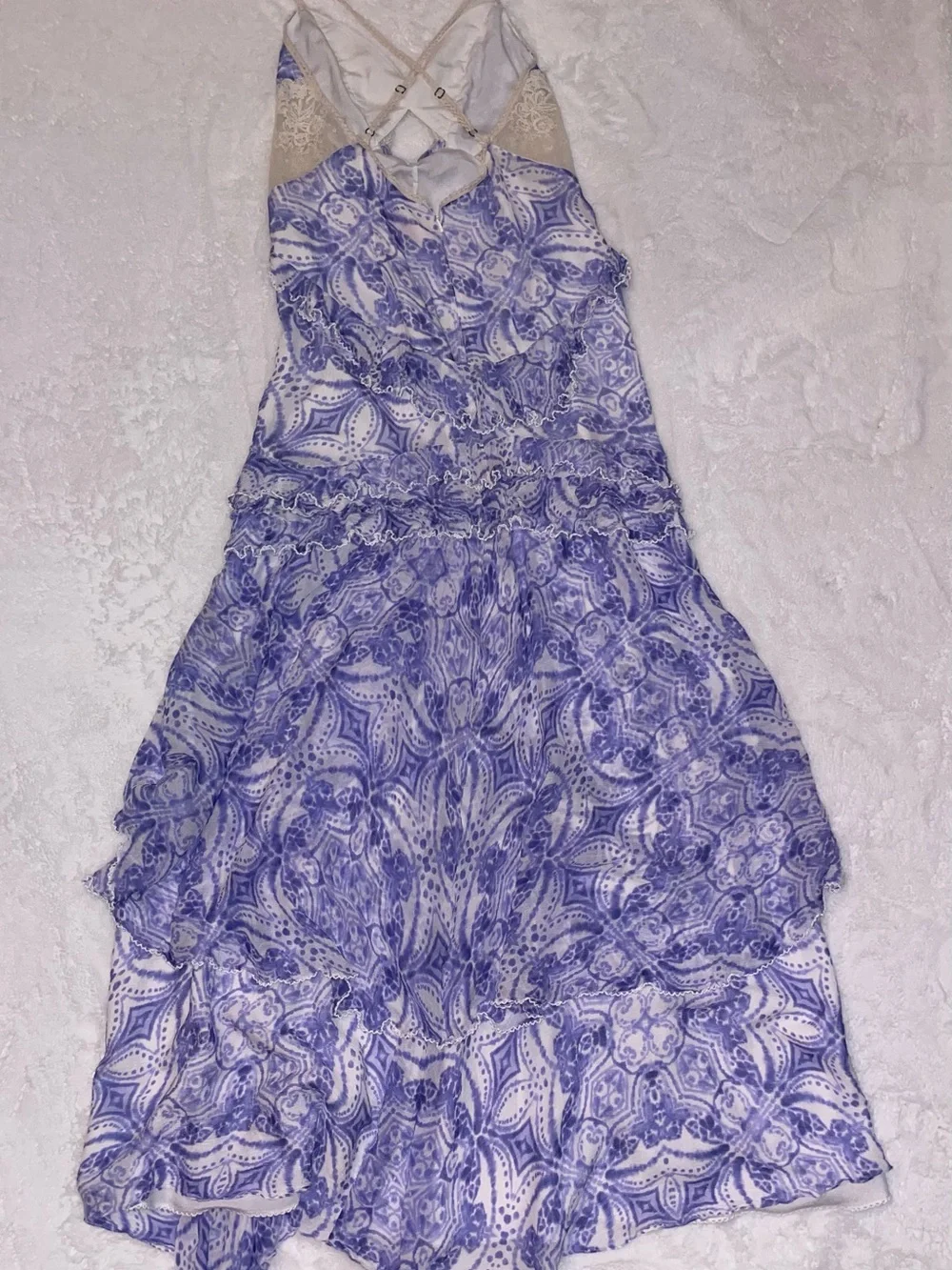 Free People Blue Paisley Lace-Trim Maxi Dress